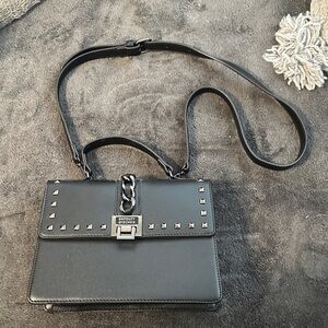 Badgley Mischka Black Satchel with Silver Studs
